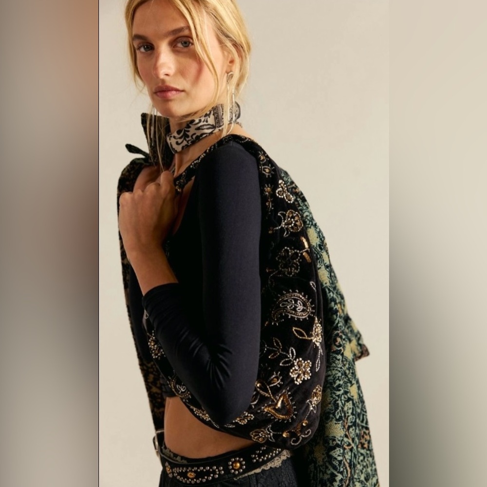 ❤️‍🔥 Free People~ Nashville Nights Beaded Black Bag 
New With Tags And Packaging - Picture 3 of 12